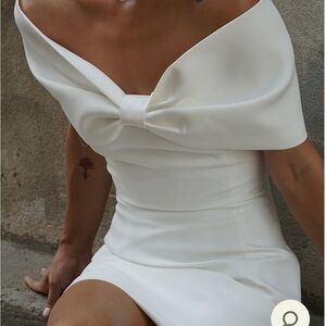 Meshki Strapless White Dress with Bow Detail